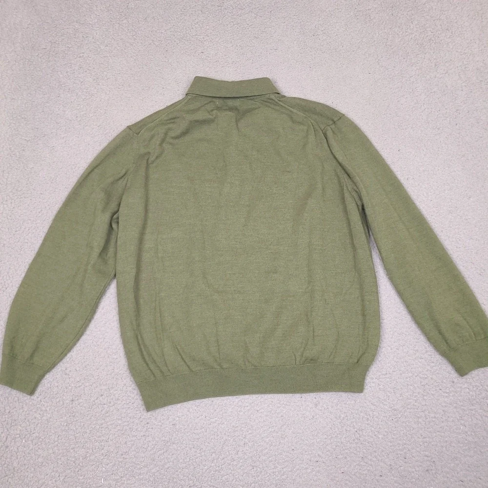 Covington Mens XL Merino Wool Blend Polo Sweater Green Made in Italy Long Sleeve